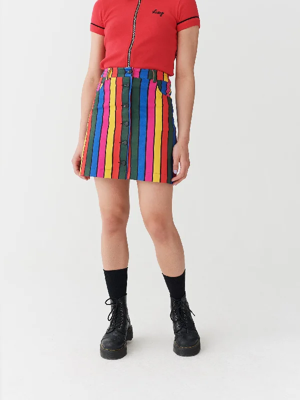 Lazy Oaf Stripy Button Skirt denim skirt durable