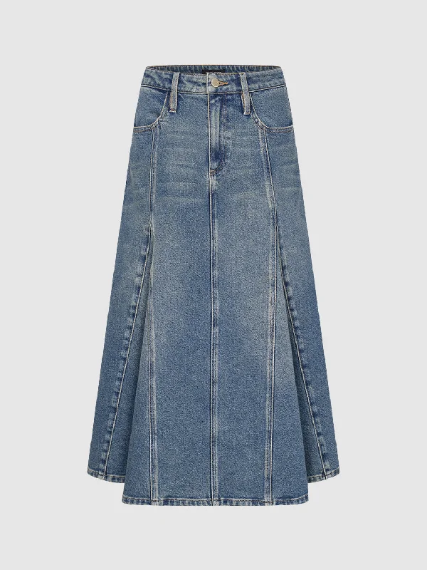 Regular Midi Denim Skirts casual skirt length