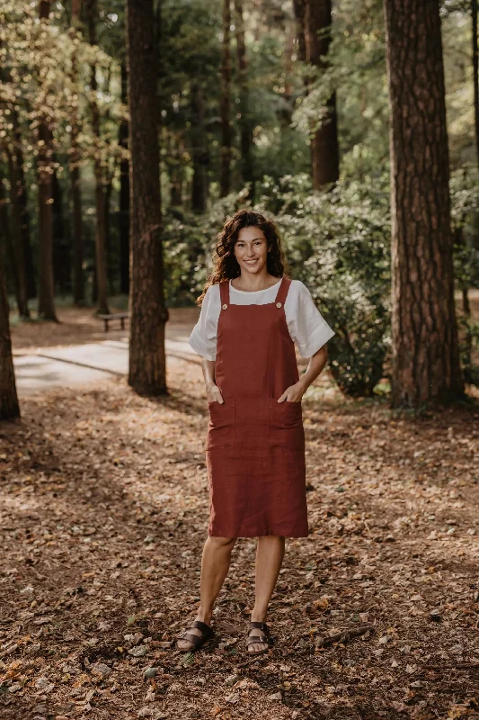 Linen apron dress JADE S Terracotta Tunics Long Elegant