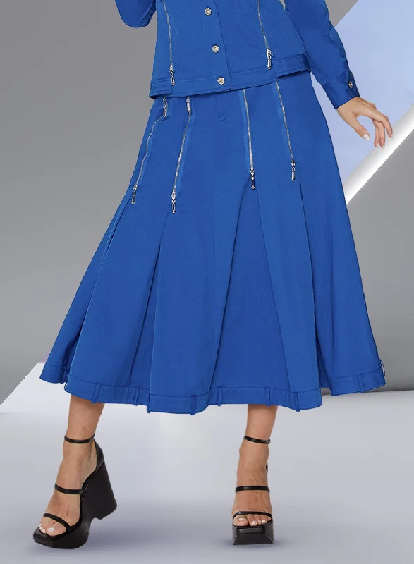 Love the Queen 17532S - Royal - Cotton Twill Skirt with Zipper Details denim skirt classic