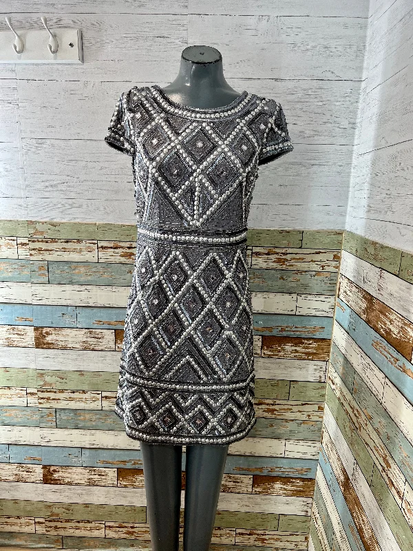 00’s Silver Beaded Cap Sleeve Dress By Adriana Papell Tunics Leisure comfortable