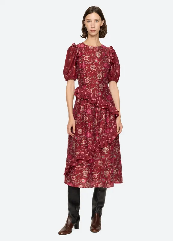 Dress Famke Print Puff Aw24-104 Magenta Tunics Designer luxury