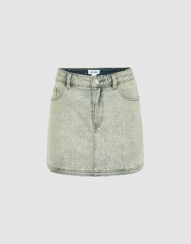 Mini Straight Denim Skirt velvet skirt plush