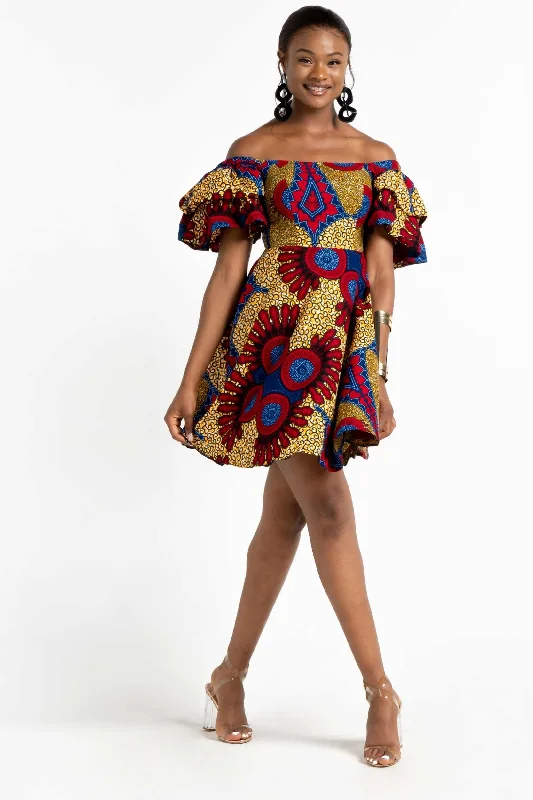 JUNIA African Print Women's Dress Tunics Corduroy durable