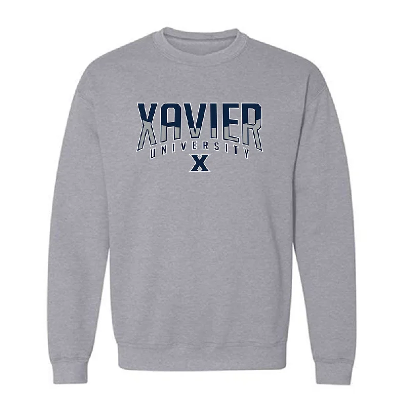 Xavier - NCAA Women's Swimming & Diving : Anna Voelkerding - Crewneck Sweatshirt Classic Shersey Hoodie with Hem Raw Edge Edgy Unfinished