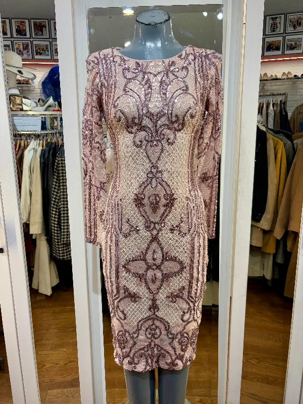 00’s Lilac Pink Bead & Sequins Dress By Betsy And Adam Tunic Top Casual