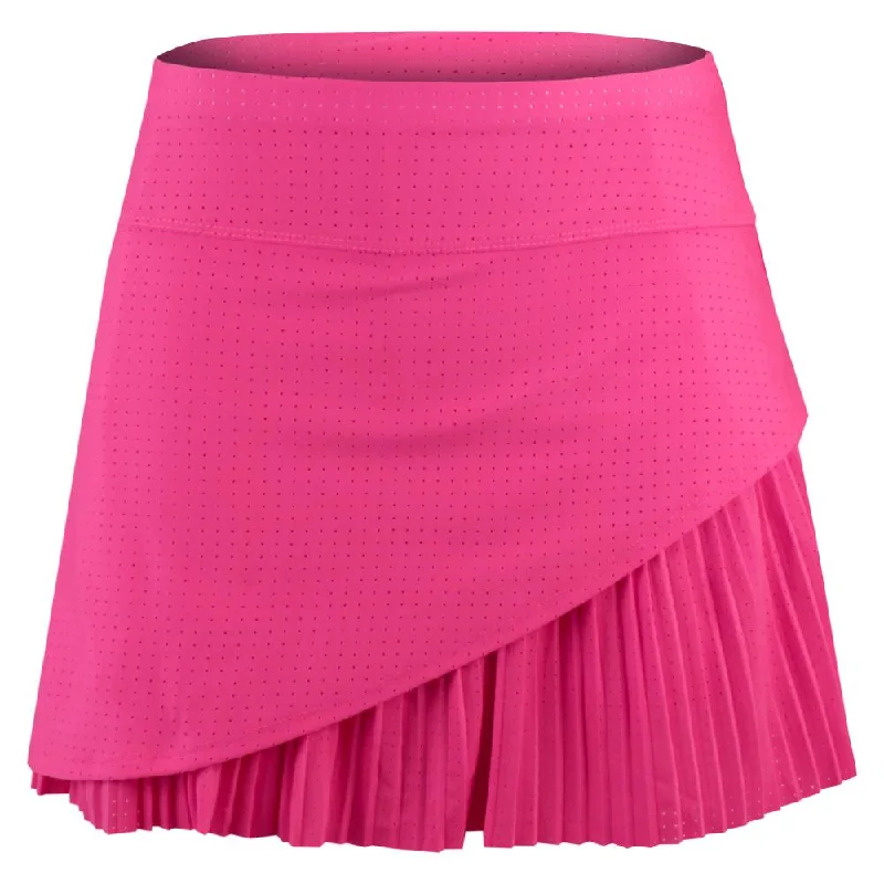 Lucky In Love Women's Essentials Long Swift Pleated Skirt - Shocking Pink silk skirt lustrous