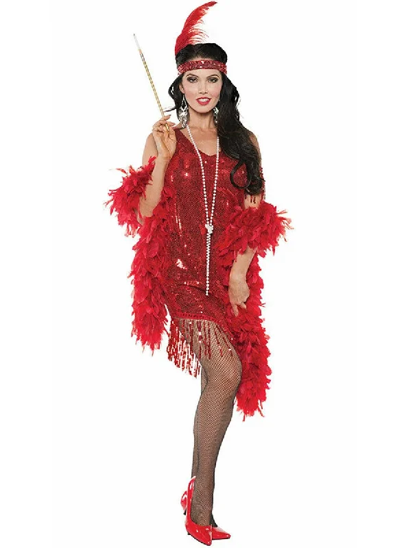 Swingin Red Sequin Womens 1920s Flapper Dress Costume Tunics Stylish elegant
