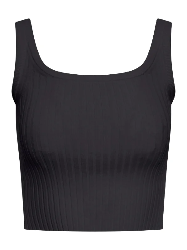 Fitted crop tank top in stretch viscose playful tank top