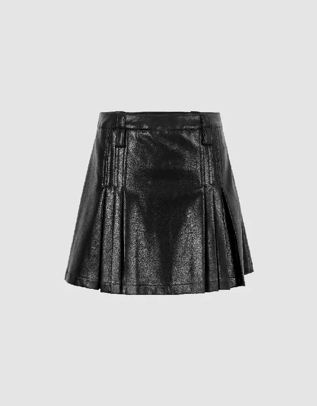 Pleated Mini A-Line Skirt lace skirt romantic