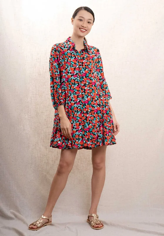 Dress 63356 Orange-Red-Black Tunics Print Colorful