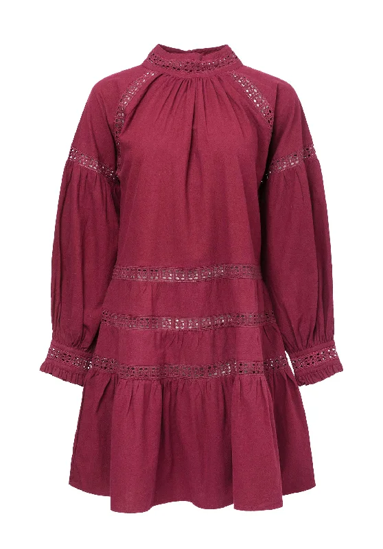 Dress Rachel Rachel Uni Aubergine Crew Neckline Casual