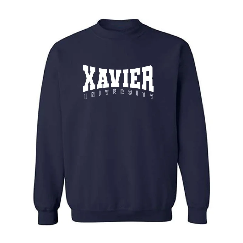 Xavier - NCAA Women's Swimming & Diving : Anna Baker - Crewneck Sweatshirt Classic Shersey Hoodie with Hem Fringe Bohemian Relaxed