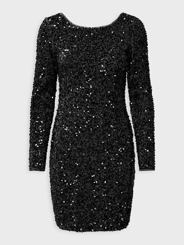 Γυναικείο φόρεμα παγιέτες ONLCONFIDENCE L/S SEQUINS DRESS JRS 15310181 | 15310181 Tunics Practical easy-care