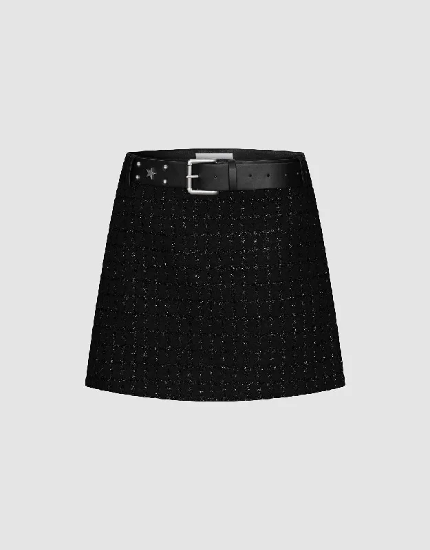 Tweed Mini A-Line Skirt corduroy skirt textured