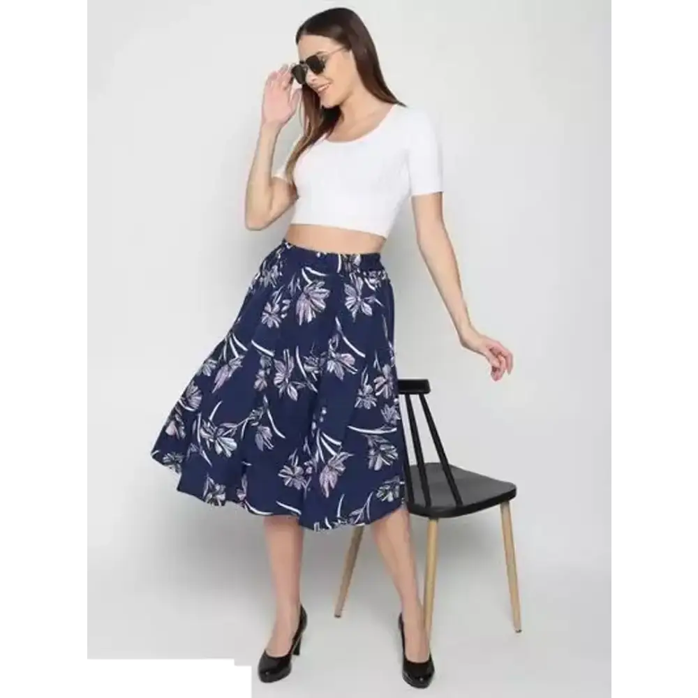 Elegant Crepe Printed Skirts For Women tiered skirt playful