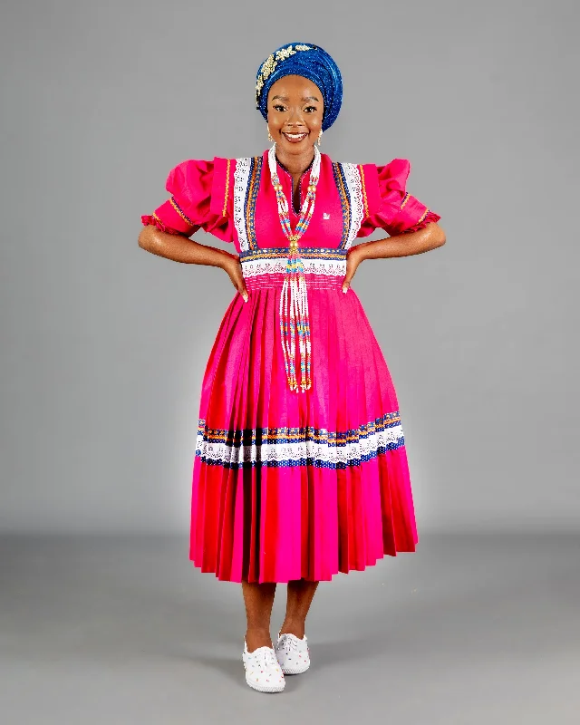 Mogoshadi Pleated Bridal Dress in Pink Pencil Office Professional
