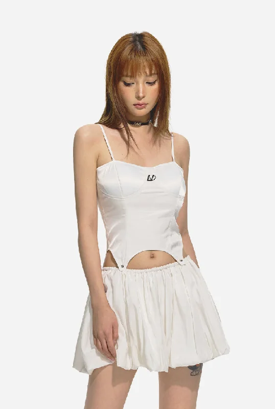 White Detachable Halter Dress Halter Neckline Beach