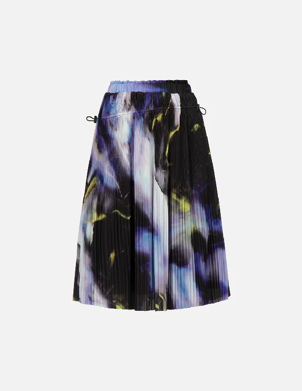 Abstract Print Pleated Front Skirt denim skirt stylish