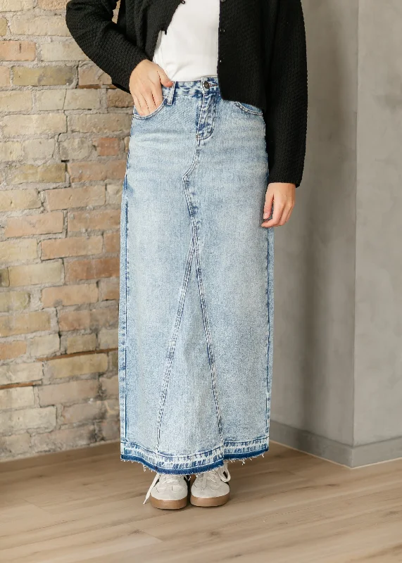 Mina Denim Maxi Skirt silk skirt lustrous