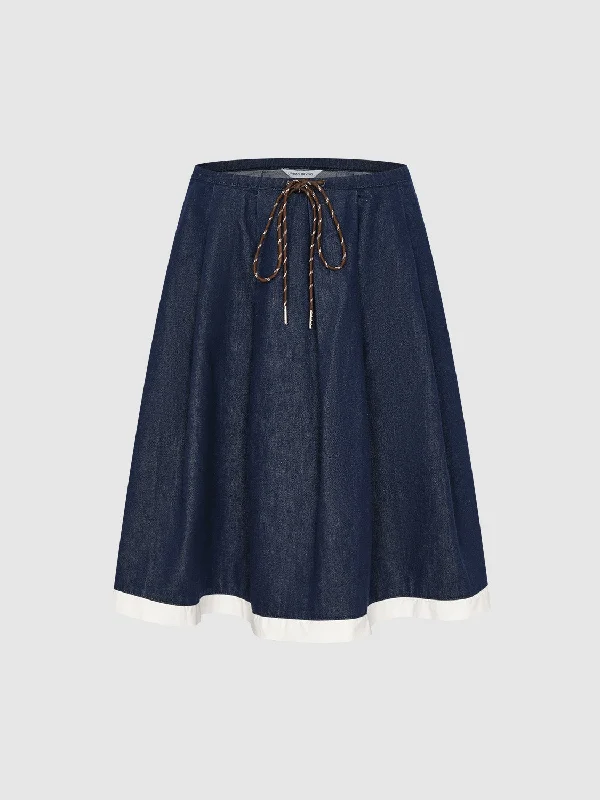 Drawstring Loose Denim Skirts summer skirt style