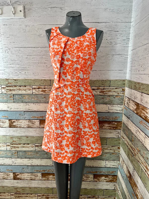 00’s Orange & White Flower Print Summer Dress By Betsy Johnson Floral Print girly