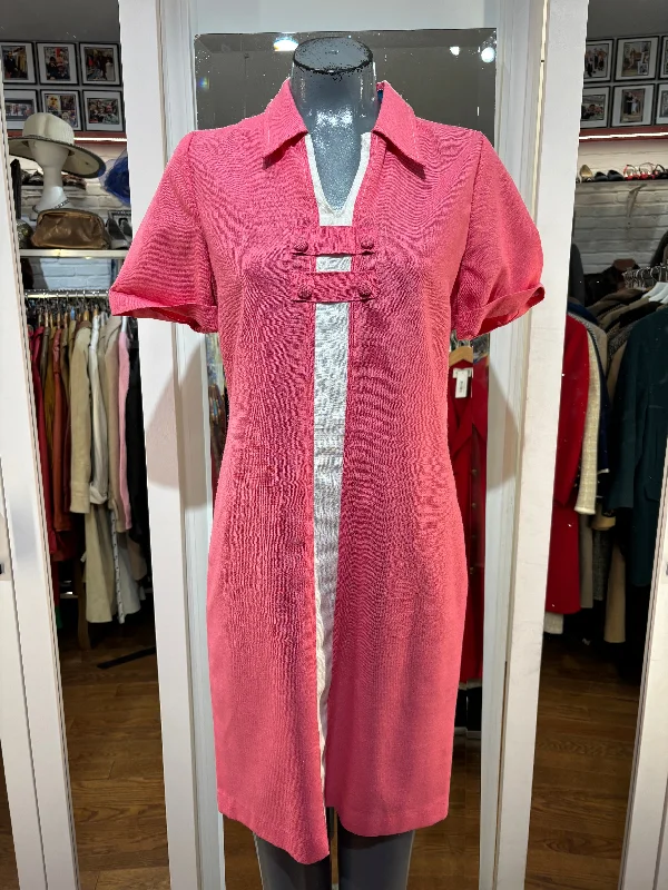 60’s Pink & White Front Detail Panel Dress By Henry Lee Tunics Stylish modern