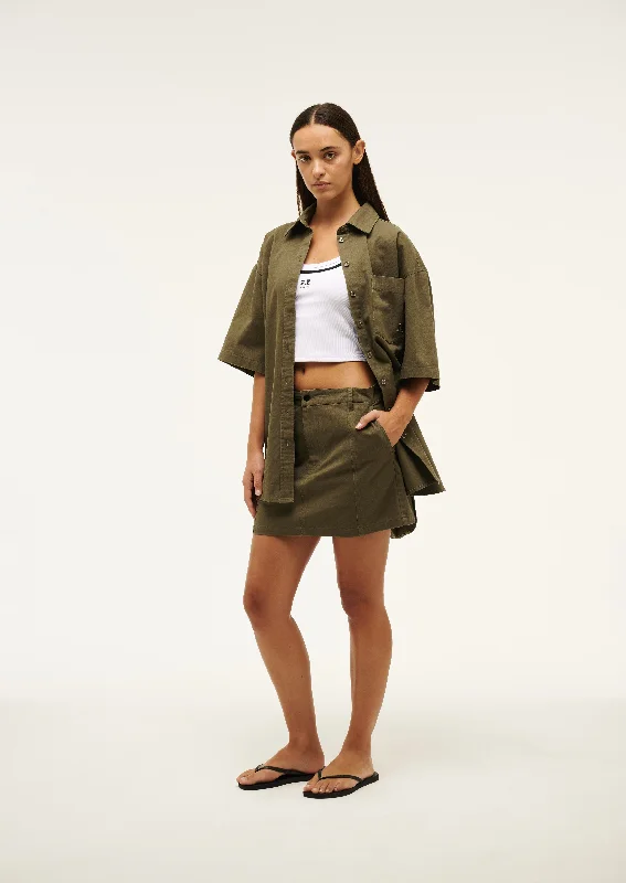 HEADLINE SKIRT IN KHAKI linen skirt light