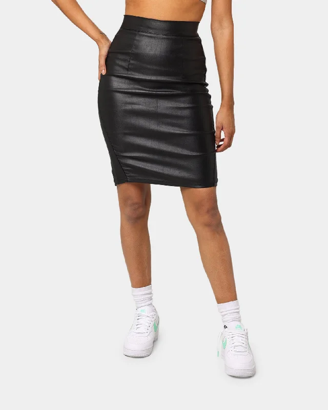 XXIII Women's Ari Wet Look Skirt Black cotton skirt soft