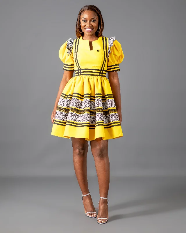 Mapitsi Bespoke Dress in Yellow Tunics Fashionable chic