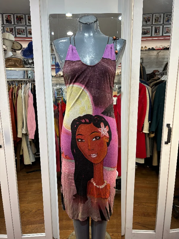 90’s Purple Multicolor Girl Print Summer Dress By Custo Barcelona Tunics Stylish elegant 90’s Purple Multicolor Girl Print Summer Dress By Custo Barcelona Tunics Stylish elegant