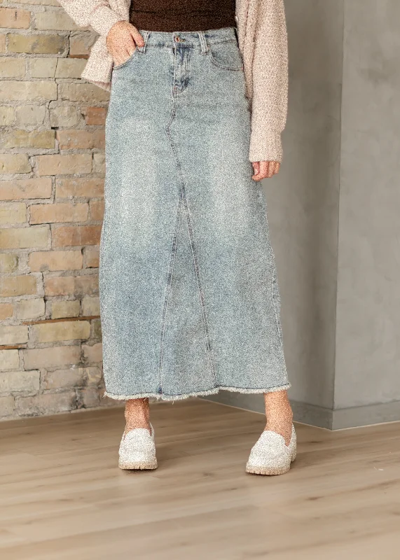 Piper A-line Long Denim Maxi Skirt chiffon skirt airy