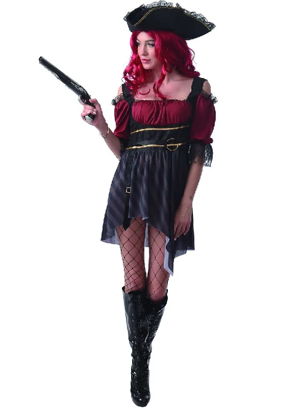 Scallywag Pirate Womens Fancy Dress Costume Turtleneck Neckline Stylish