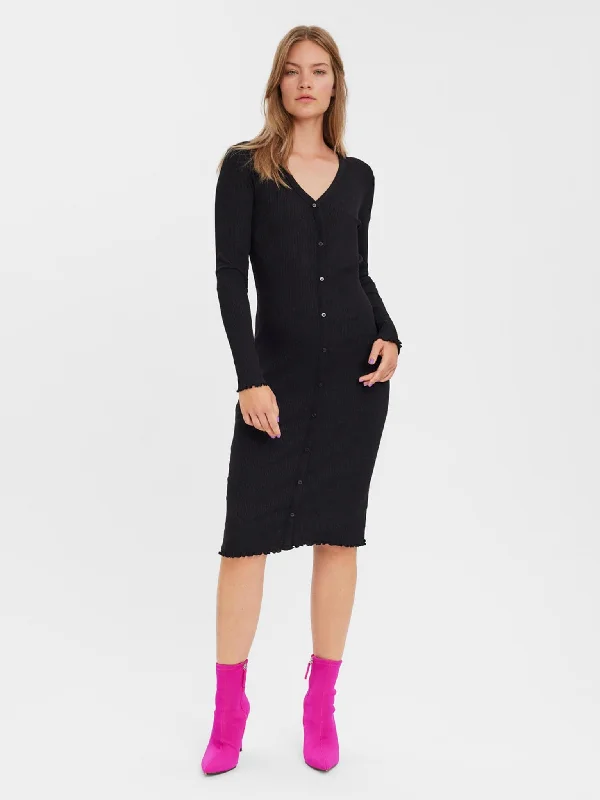 Γυναικείο φόρεμα ριπ VMISLA LS BLK DRESS NOOS 10274362 | 10274362 Tunics Fall fleece