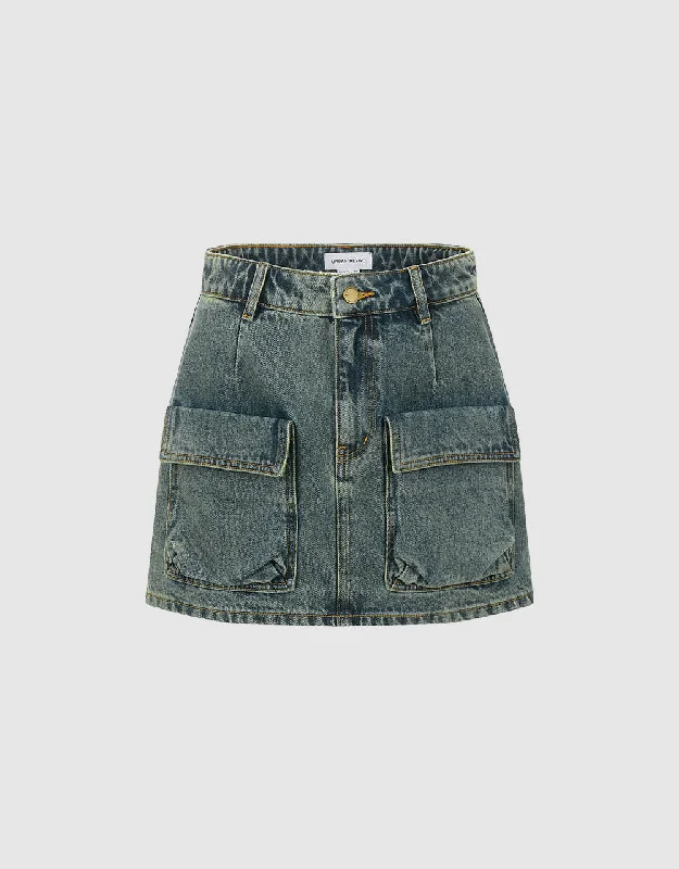 Mini Straight Denim Skirt lace skirt intricate