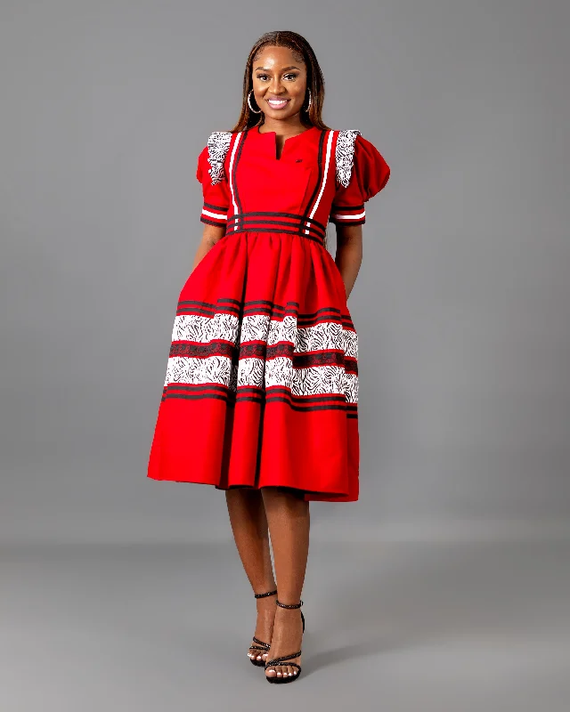 Mapitsi Bespoke Dress in Red Tunics Luxurious high-end