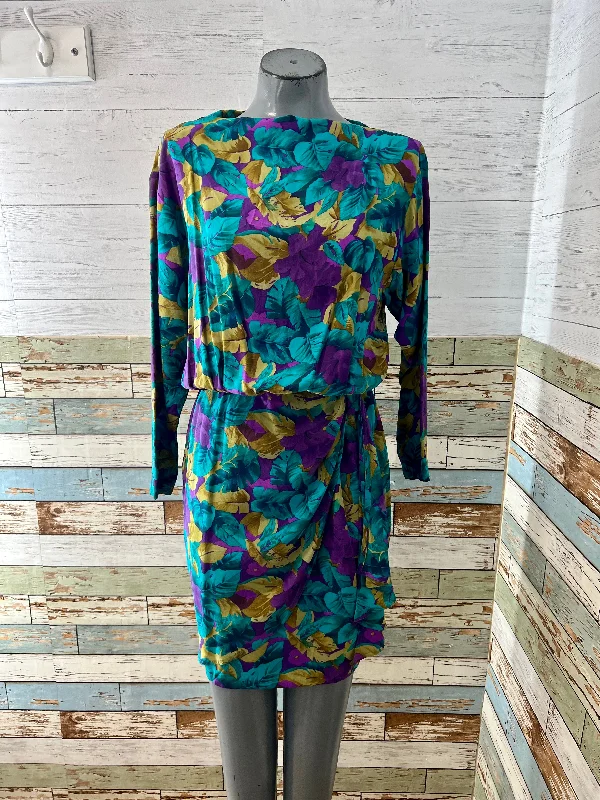 80’s Green & Purple Multicolor Abstract Long Sleeve Print Dress By Gillian Tunics Chic fashionable 80’s Green & Purple Multicolor Abstract Long Sleeve Print Dress By Gillian Tunics Chic fashionable