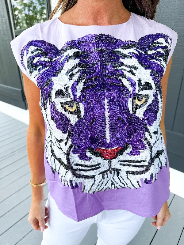 Tiger Head Purple Tank solid color tank