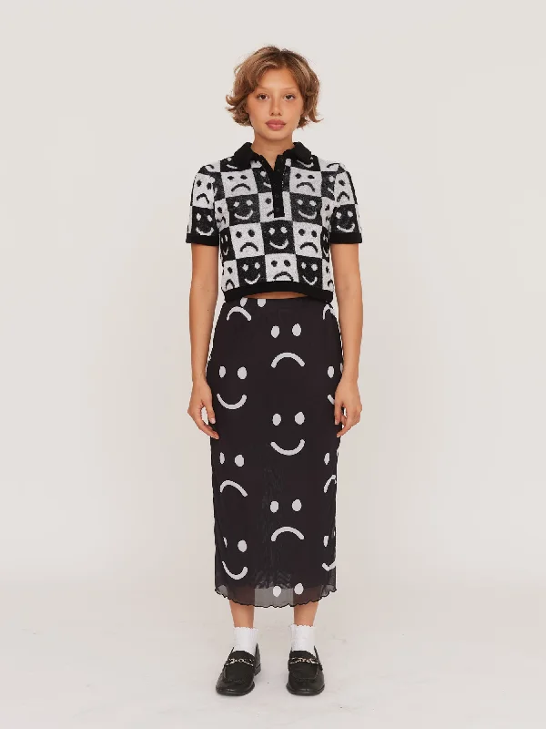 Happy Sad Mesh Skirt slim fit skirt