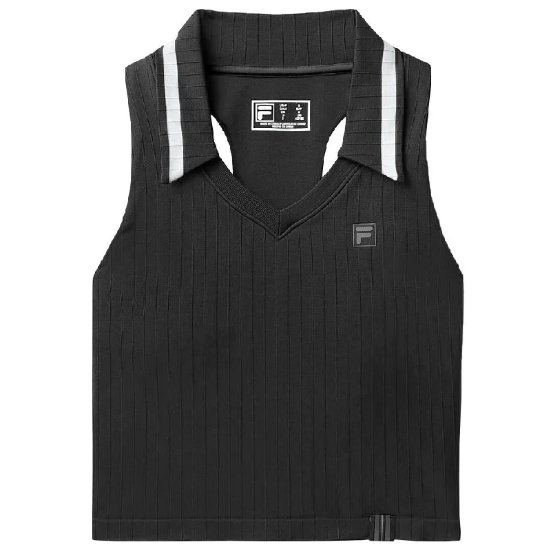 Fila Women's Casa Challenger Seamless Polo Tank - Black yoga tank top