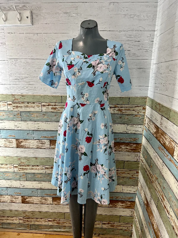 00’s Going 60’s Revival Blue Multicolor Flower Fit And Flair Dress Tunics Practical durable 00’s Going 60’s Revival Blue Multicolor Flower Fit And Flair Dress Tunics Practical durable