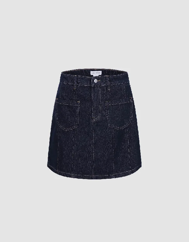 Mini A-Line Denim Skirt denim skirt trendy