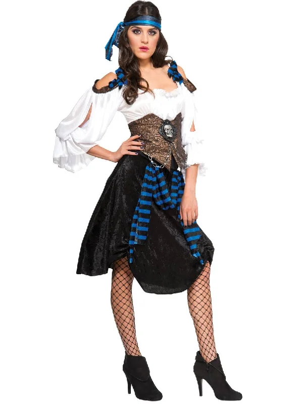 Rum Runner Womens Pirate Wench Fancy Dress Costume Boatneck Modish Everyday