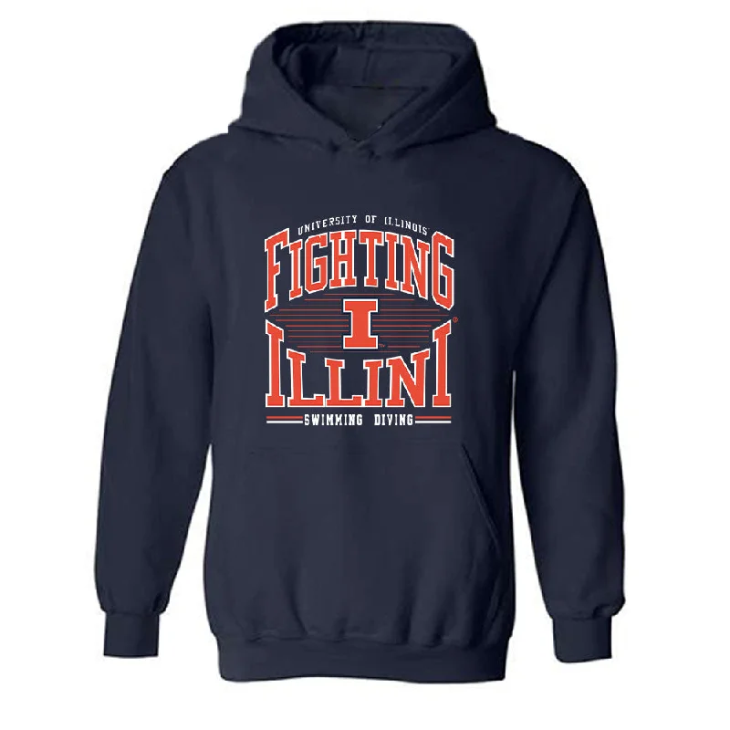 Illinois - NCAA Women's Swimming & Diving : Alexis Wendel - Classic Shersey Hooded Sweatshirt Hoodie with Emblem Brand Identity