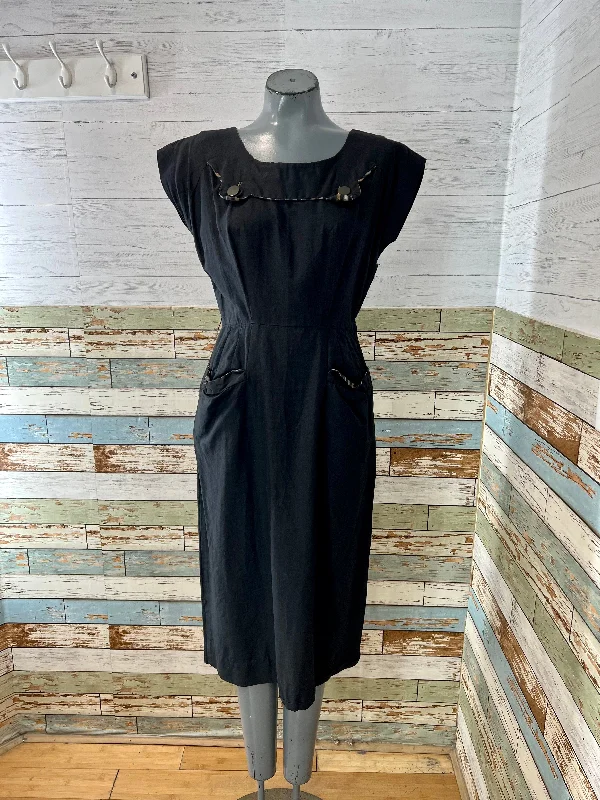 50’s Black Dress With Collar And Pockets Details Tunics Formal black