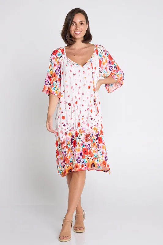 Kumasi Dress - White Floral Tunics Plaid country