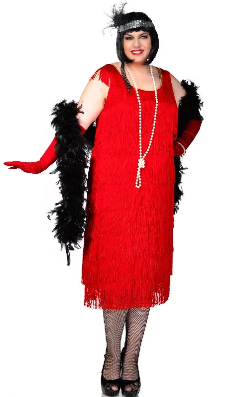 Roaring 20s Womens Red Plus Size Flapper Dress Costume Bodycon Club Sequined