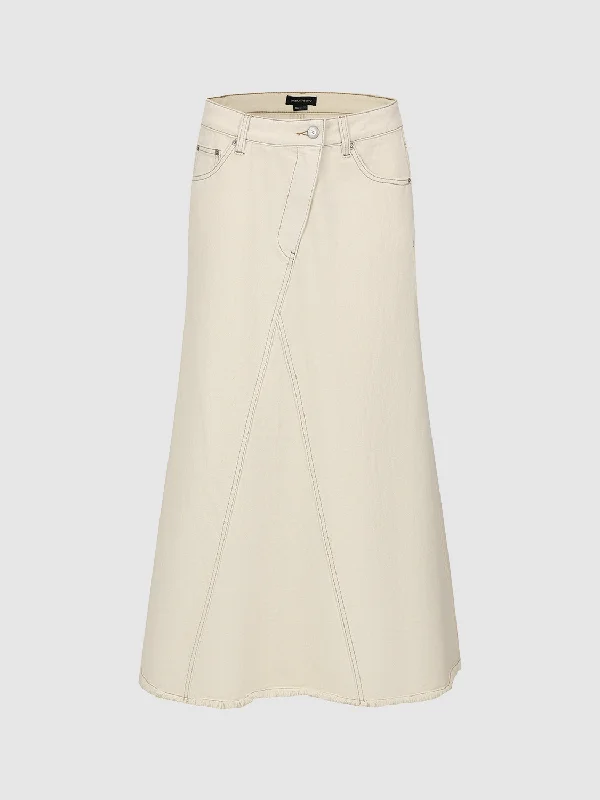 Raw Hem Denim Skirt chiffon skirt airy