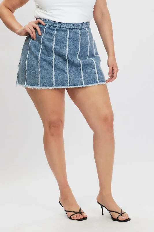 Denim Frayed Denim Mini Skirt linen skirt relaxed