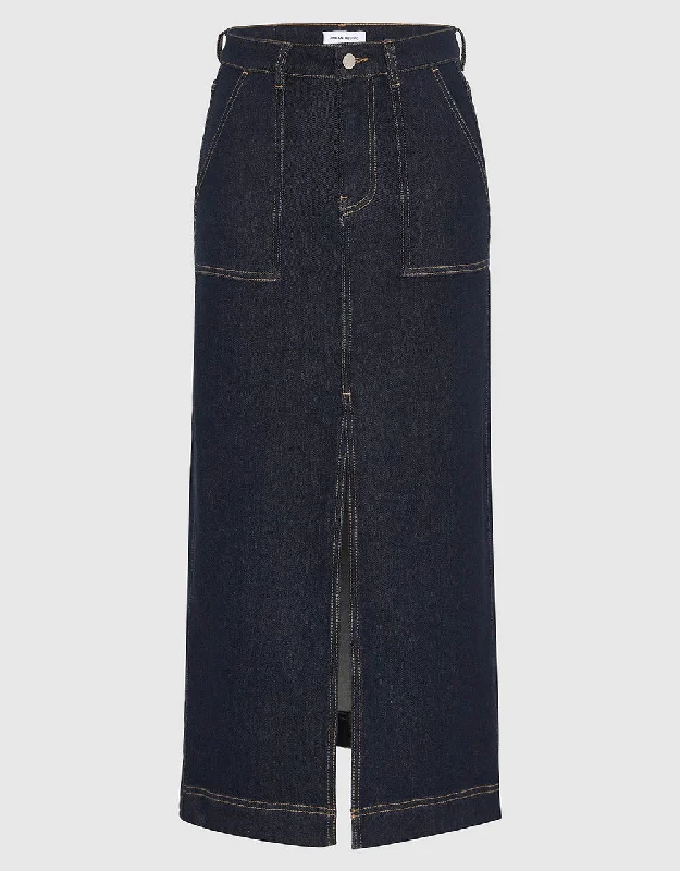 Split Hem Straight Denim Skirt corduroy skirt cozy